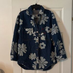 BDG Floral Denim Button-Up Shacket